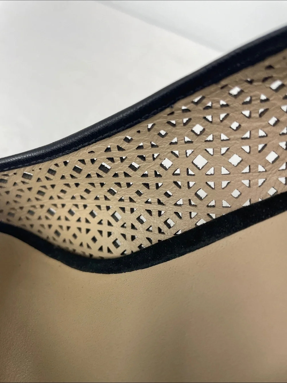 Tory Burch Black Laser-Cut Peep-Toe Pumps, Size 8.5